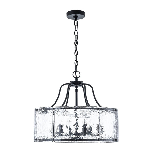 Modern 6-Light Glass Drum Lantern Pendant - Yiilighting