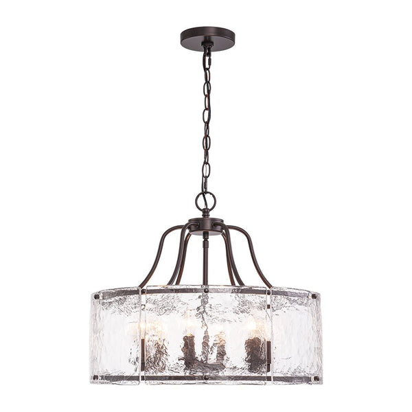 Modern 6-Light Glass Drum Lantern Pendant - Yiilighting