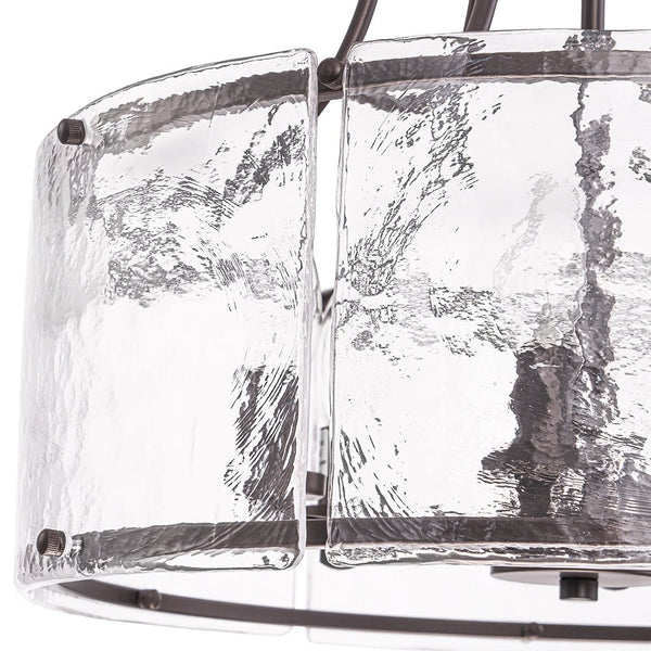 Modern 6-Light Glass Drum Lantern Pendant - Yiilighting