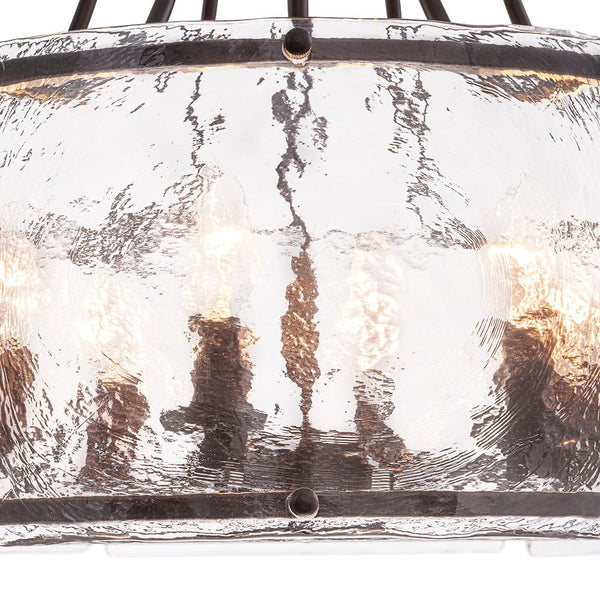 Modern 6-Light Glass Drum Lantern Pendant - Yiilighting