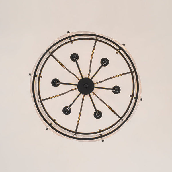 Modern 6-Light Glass Drum Lantern Pendant - Yiilighting