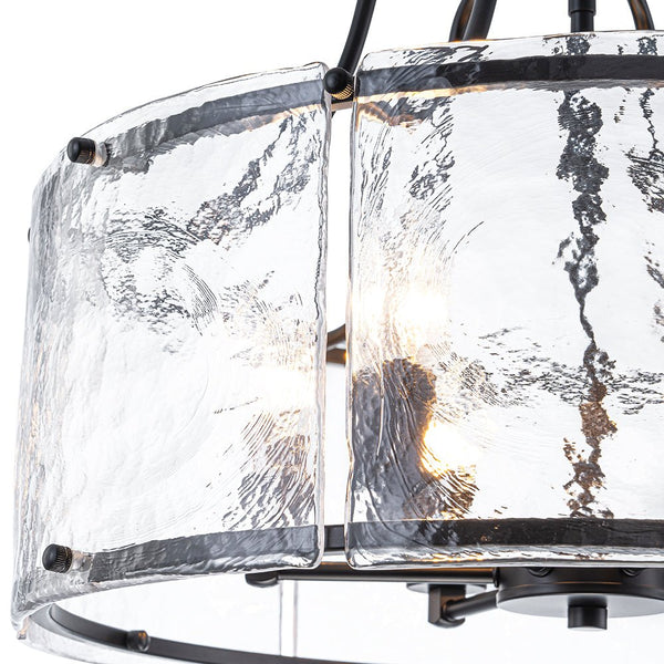 Modern 6-Light Glass Drum Lantern Pendant - Yiilighting