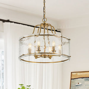 Modern 6 - Light Glass Drum Lantern Pendant - Yiilighting