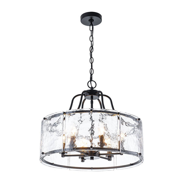 Modern 6-Light Glass Drum Lantern Pendant - Yiilighting