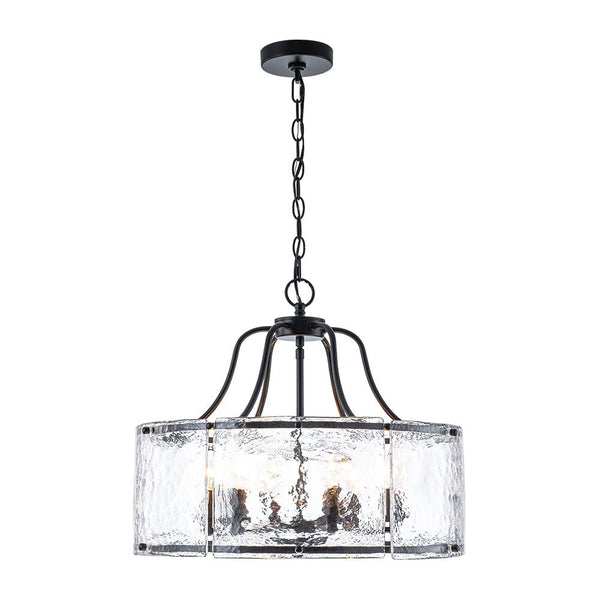 Modern 6-Light Glass Drum Lantern Pendant - Yiilighting