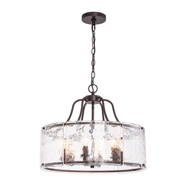 Modern 6-Light Glass Drum Lantern Pendant - Yiilighting