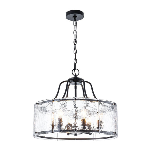 Modern 6-Light Glass Drum Lantern Pendant - Yiilighting