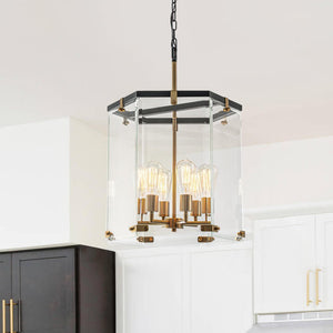 Modern 6 - Light Hexagon Clear Glass Chandelier - Yiilighting