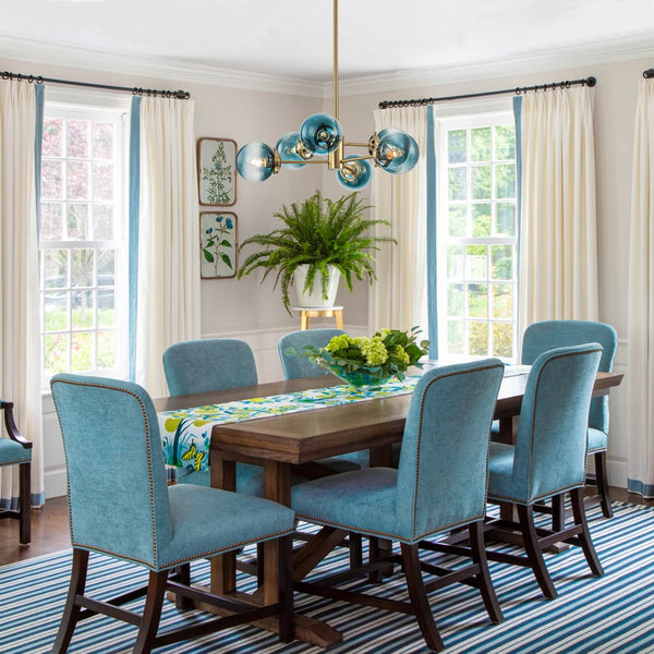 Modern 6 - Light Sputnik Blue Glass Sphere Bubble Chandelier - Yiilighting