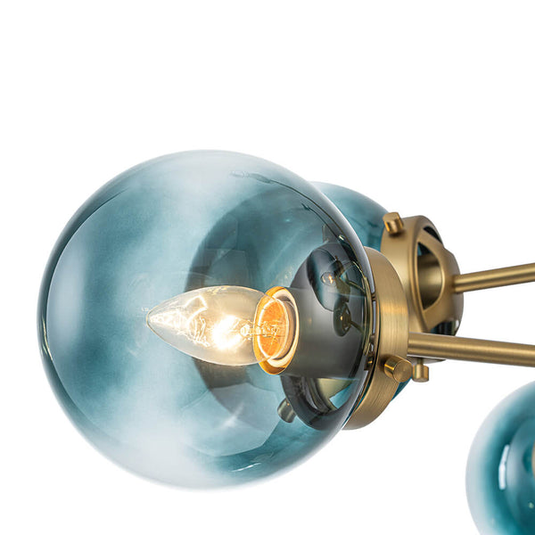 Modern 6 - Light Sputnik Blue Glass Sphere Bubble Chandelier - Yiilighting