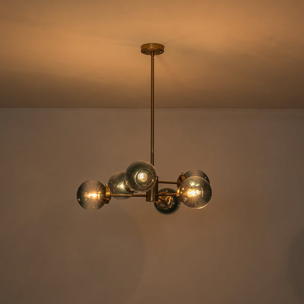 Modern 6 - Light Sputnik Blue Glass Sphere Bubble Chandelier - Yiilighting