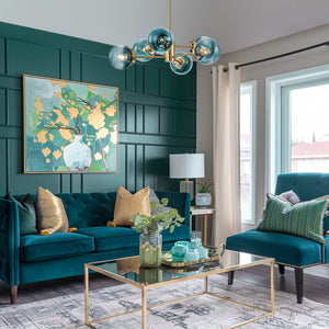 Modern 6 - Light Sputnik Blue Glass Sphere Bubble Chandelier - Yiilighting