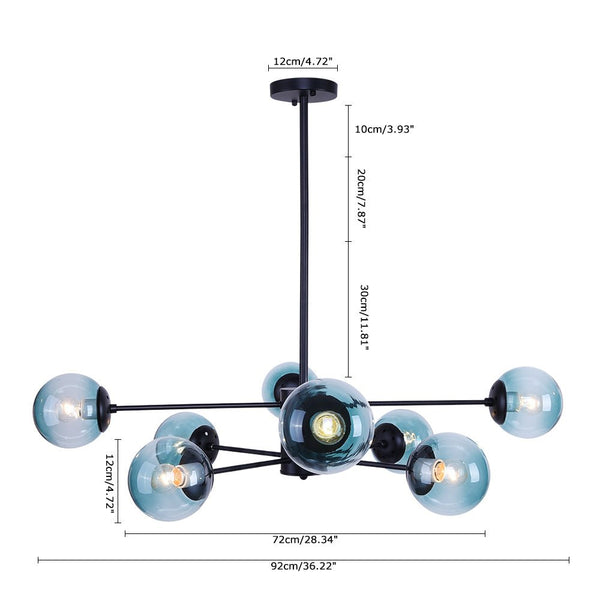 Modern 8 - Light Branching Bubble Blue Chandelier - Yiilighting