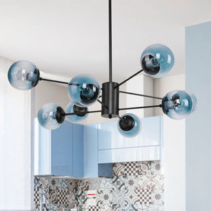 Modern 8 - Light Branching Bubble Blue Chandelier - Yiilighting