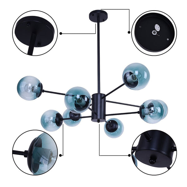 Modern 8 - Light Branching Bubble Blue Chandelier - Yiilighting