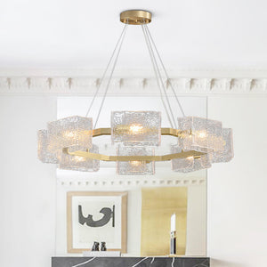 Modern 8 - Light Round Ripple Glass Chandelier - Yiilighting