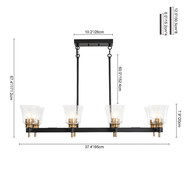 Modern 8 - Light Seeded Glass Linear Kitchen Island Chandelier - Yiilighting