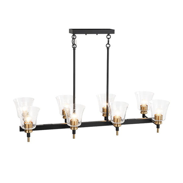 Modern 8 - Light Seeded Glass Linear Kitchen Island Chandelier - Yiilighting