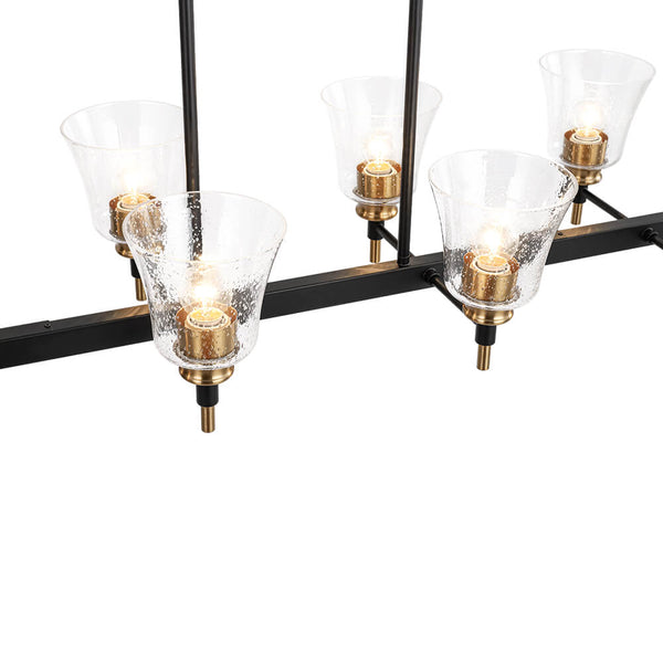 Modern 8 - Light Seeded Glass Linear Kitchen Island Chandelier - Yiilighting