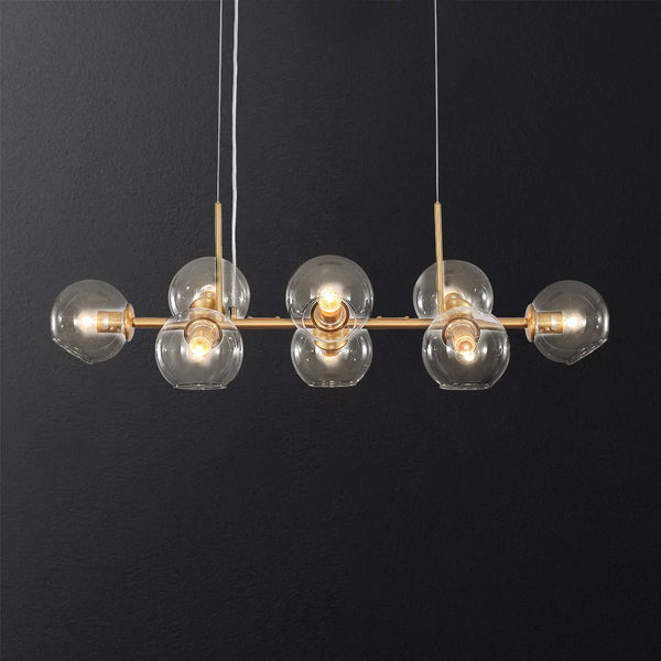 Modern 8 Lights Glass Linear Chandelier - Yiilighting