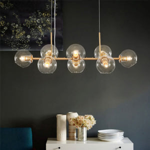 Modern 8 Lights Glass Linear Chandelier - Yiilighting