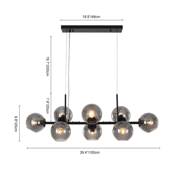 Modern 8 Lights Glass Linear Chandelier - Yiilighting