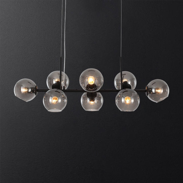 Modern 8 Lights Glass Linear Chandelier - Yiilighting