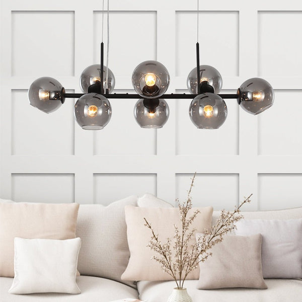 Modern 8 Lights Glass Linear Chandelier - Yiilighting