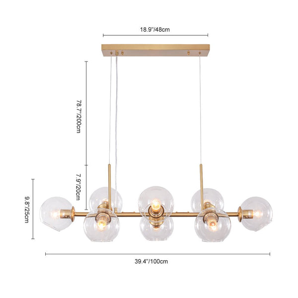 Modern 8 Lights Glass Linear Chandelier - Yiilighting