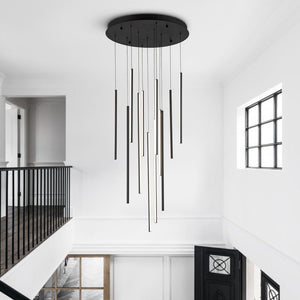 Modern Black LED High Ceiling Cluster Chandelier - Yiilighting