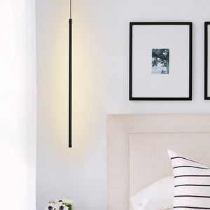 Modern Black LED Slender Strip Pendant Light - Yiilighting