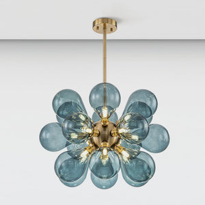 Modern Blue Glass Bubble Cluster Chandelier - Yiilighting