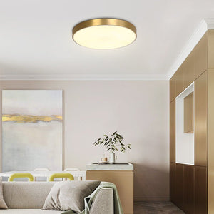 Modern Brass Round LED Overhead Flush Mount Ceiling Light - Yiilighting