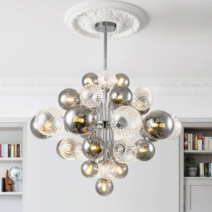 Modern Cluster 8/18 - Light Glass Globes Grape Chandelier - Yiilighting