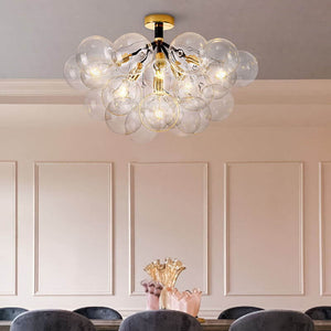 Modern Cluster Glass Bubble Semi Flush Mount Ceiling Light - Yiilighting