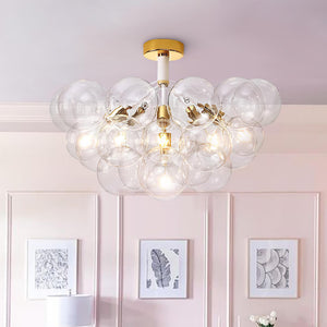 Modern Cluster Glass Bubble Semi Flush Mount Ceiling Light - Yiilighting