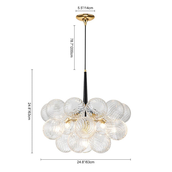 Modern Cluster Ribbed Clear Glass Bubble Chandelier - Yiilighting