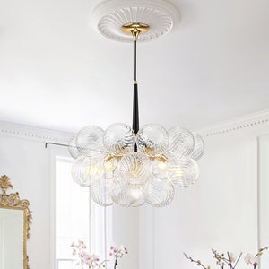 Modern Cluster Ribbed Clear Glass Bubble Chandelier - Yiilighting