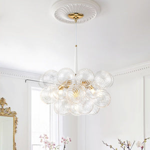 Modern Cluster Ribbed Clear Glass Bubble Chandelier - Yiilighting