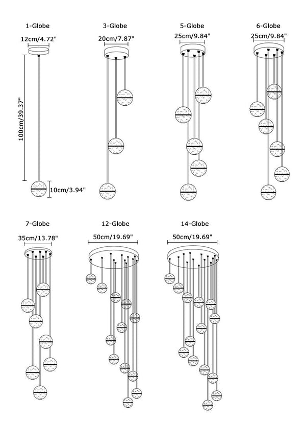 Modern Crystal Ball Staircase Pendant Light - Yiilighting