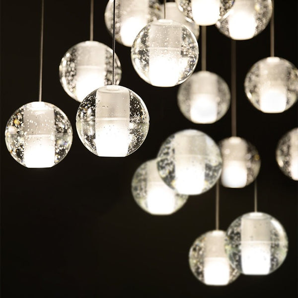 Modern Crystal Ball Staircase Pendant Light - Yiilighting