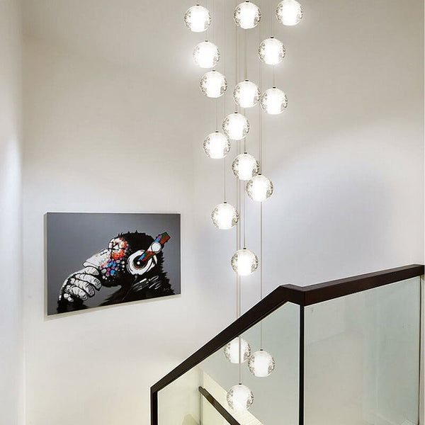 Modern Crystal Ball Staircase Pendant Light - Yiilighting