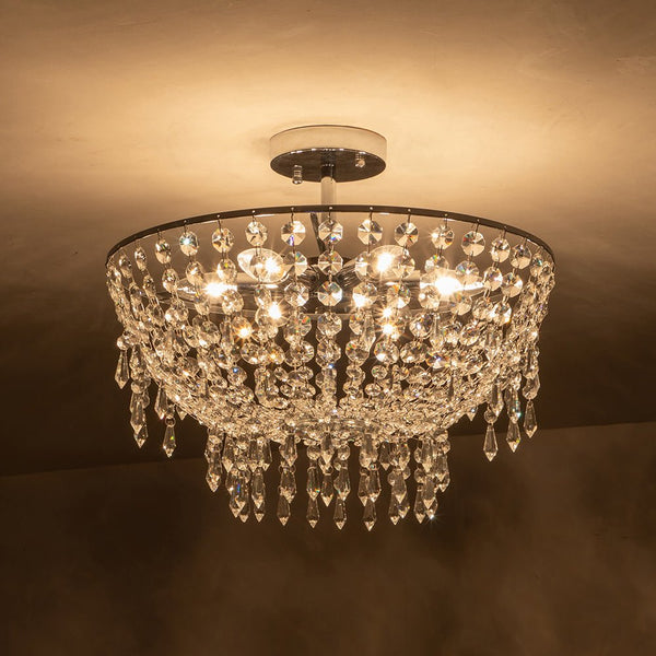 Modern Crystal Bowl Flush Mount Ceiling Light - Yiilighting