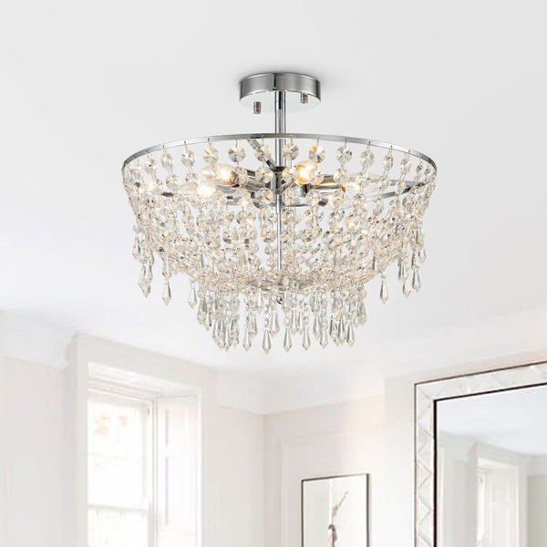 Modern Crystal Bowl Flush Mount Ceiling Light - Yiilighting