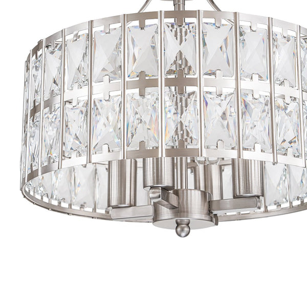 Modern Crystal Glass Semi Flush Drum Ceiling Light - Yiilighting