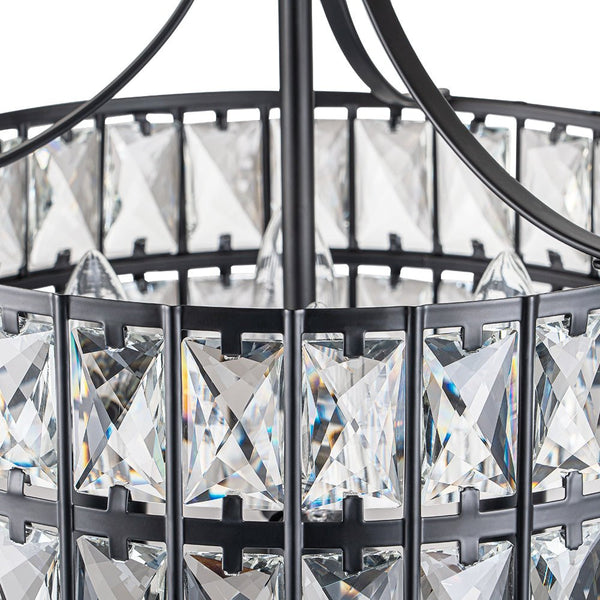 Modern Crystal Glass Semi Flush Drum Ceiling Light - Yiilighting