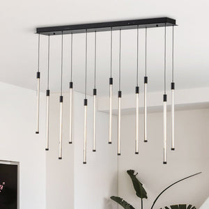 Modern Dimmable LED Black Linear Island Chandelier - Yiilighting