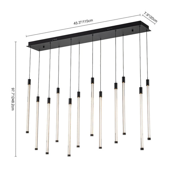 Modern Dimmable LED Black Linear Island Chandelier - Yiilighting