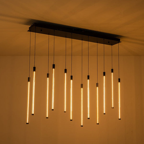 Modern Dimmable LED Black Linear Island Chandelier - Yiilighting