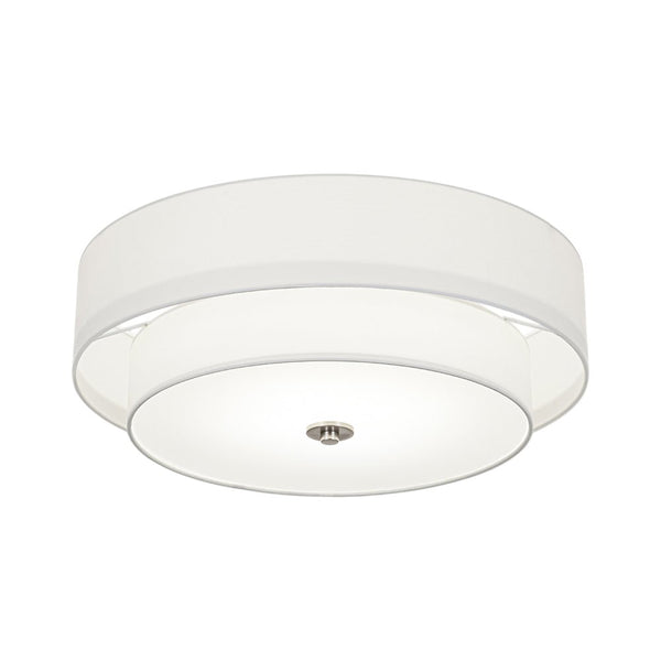 Modern Double Layer Concentric Linen Fabric Round Semi Flush Mount - Yiilighting